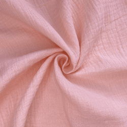 Ткань Муслин Жатый (Ширина 1,4м), цвет Нежно-Розовый (на отрез) в Махачкале