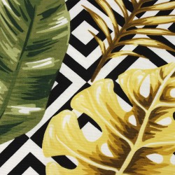 Интерьерная ткань Дак (DUCK), принт &quot;Зеленые Листья&quot;  в Махачкале
