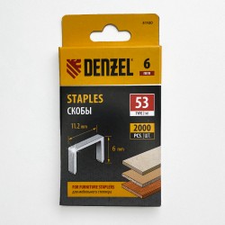 Denzel Скобы, 6 мм, для мебельного степлера, тип 53, 2000 шт. в Махачкале