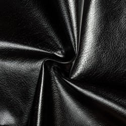 Ткань Дерматин (Кожзам) для мебели (Ширина 138см), цвет Черный (на отрез) в Махачкале