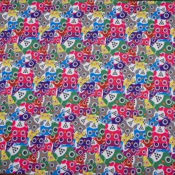 Ткань Oxford 600D PU (Ширина 1,48м), принт &quot;Совы яркие&quot; (на отрез) в Махачкале