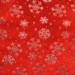 Ткань Искусственный Мех Коротковорсовый 190 гр/м2 (Ширина 150см), принт Снежинки на красном (на отрез) в Махачкале